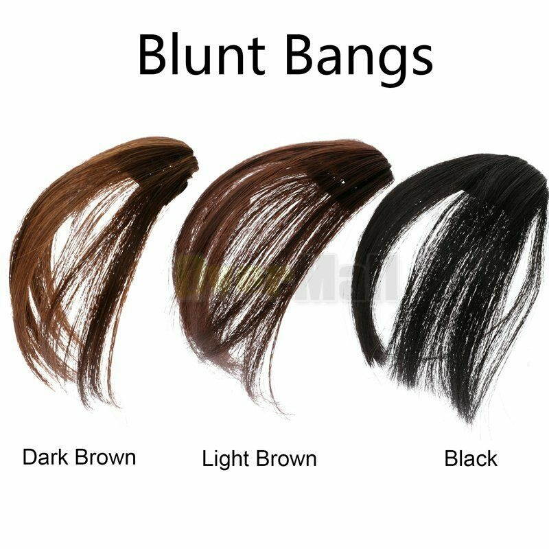 Thin Neat Air Bangs Remy Human Hair Extensions Clip in on Fringe Front Hairpiece