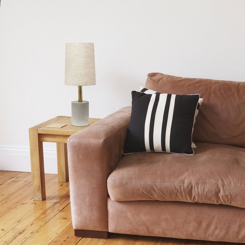 Concrete Table Lamp with Linen Shade Antique Brass - Lalia Home