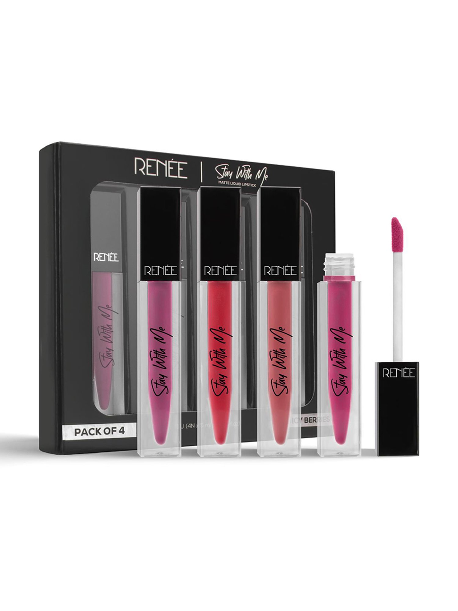 RENEE Stay With Me Matte Liquid Lipstick Juicy Berries - Set of 4