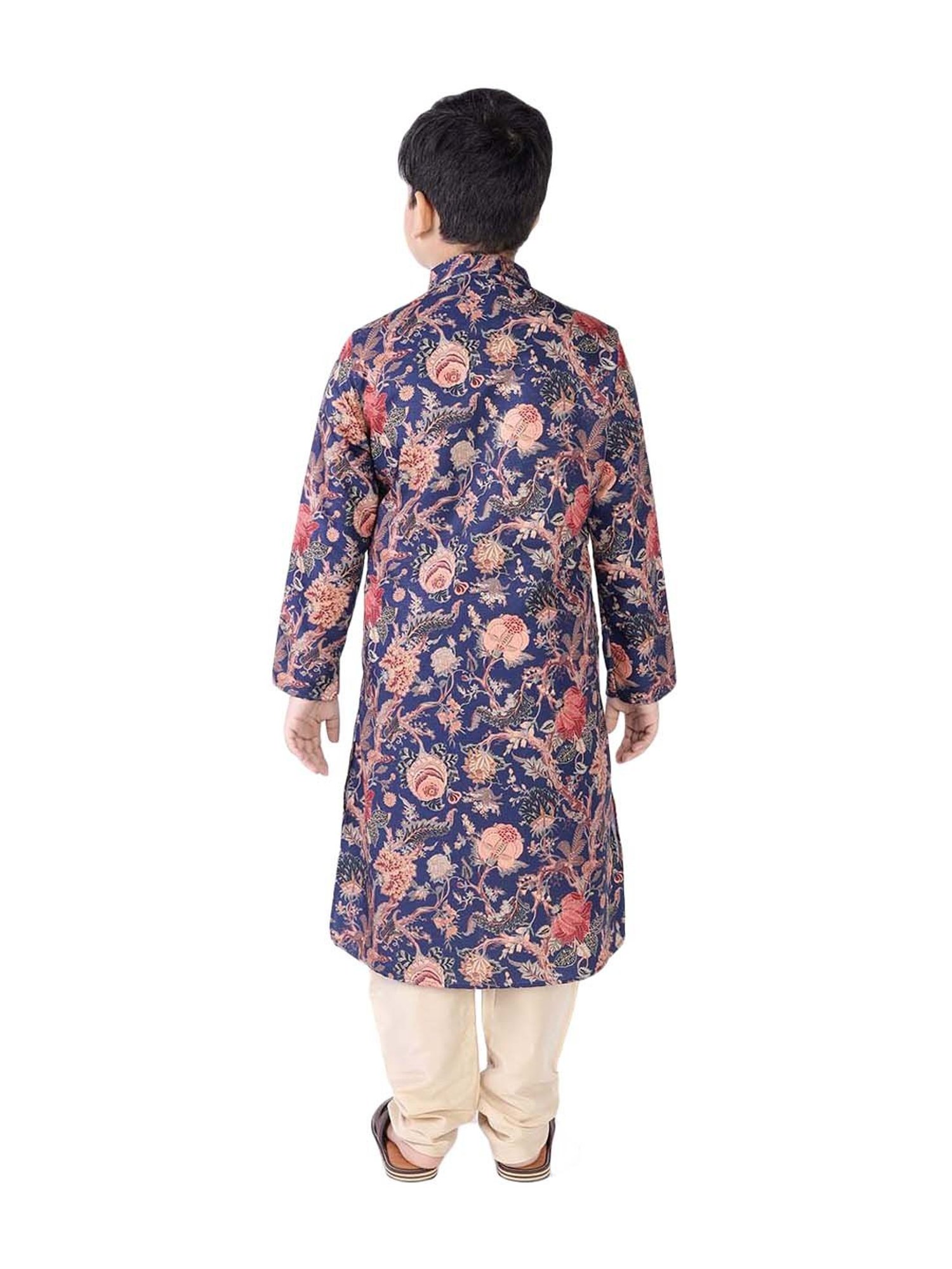 TABARD Kids Blue & Beige Cotton Printed Kurta Set
