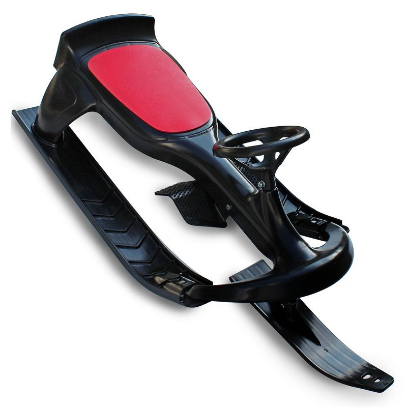 Flexible Flyer PT Blaster plastic sled with steering wheel - Black/Red
