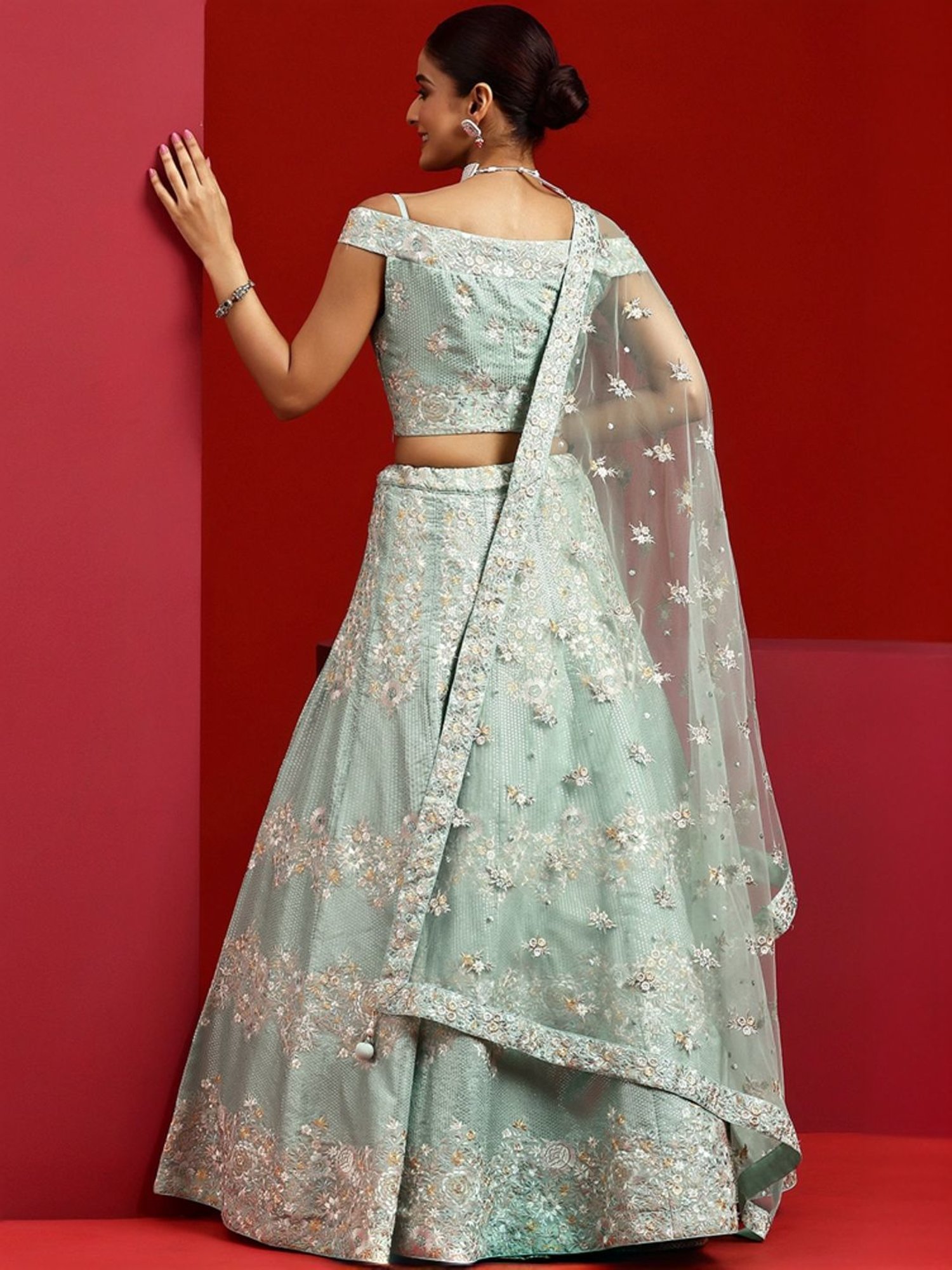 Libas Art Green Embroidered Lehenga Choli Set With Dupatta