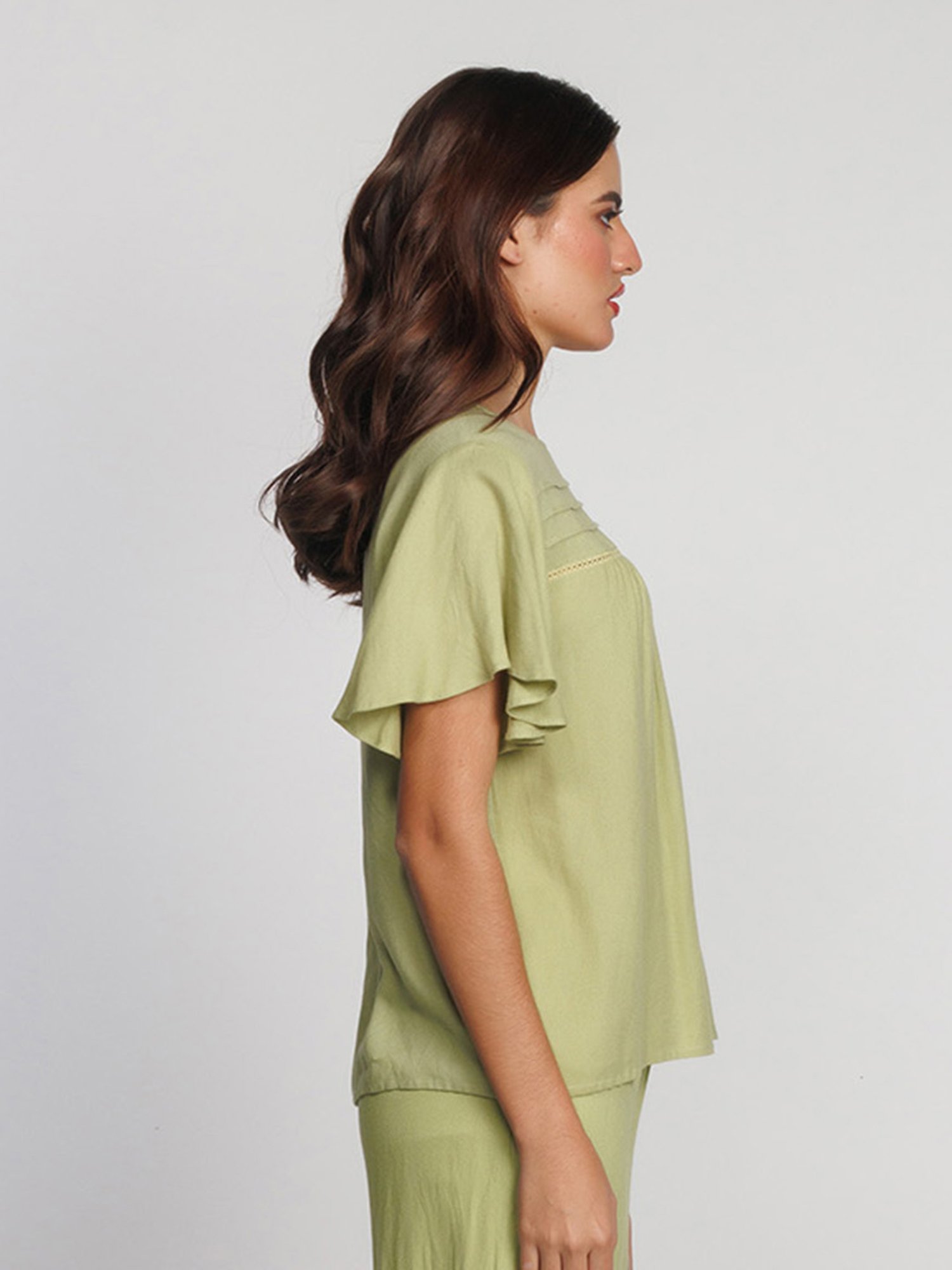 Zink London Sage Green Relaxed Fit Top
