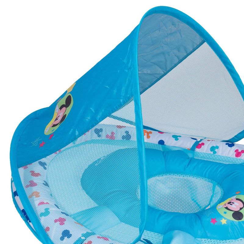 SwimWays Inflatable Infant Baby Swimming Pool Float w/ Canopy, Mickey Mouse