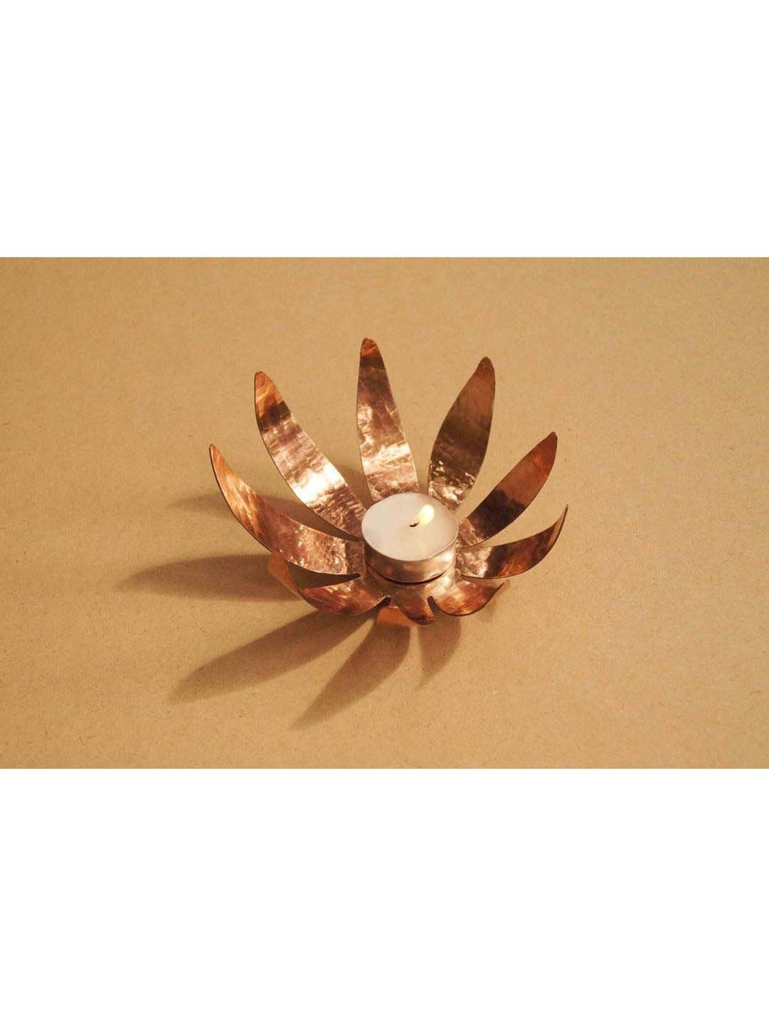 COPPRE Sunflower Copper Tea Light Holder - Set of 1