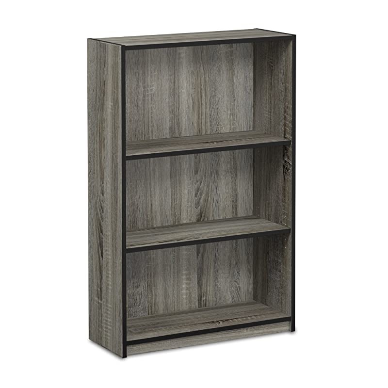 JAYA Simple Home 3Tier Adjustable Shelf Bookcase French Oak Grey