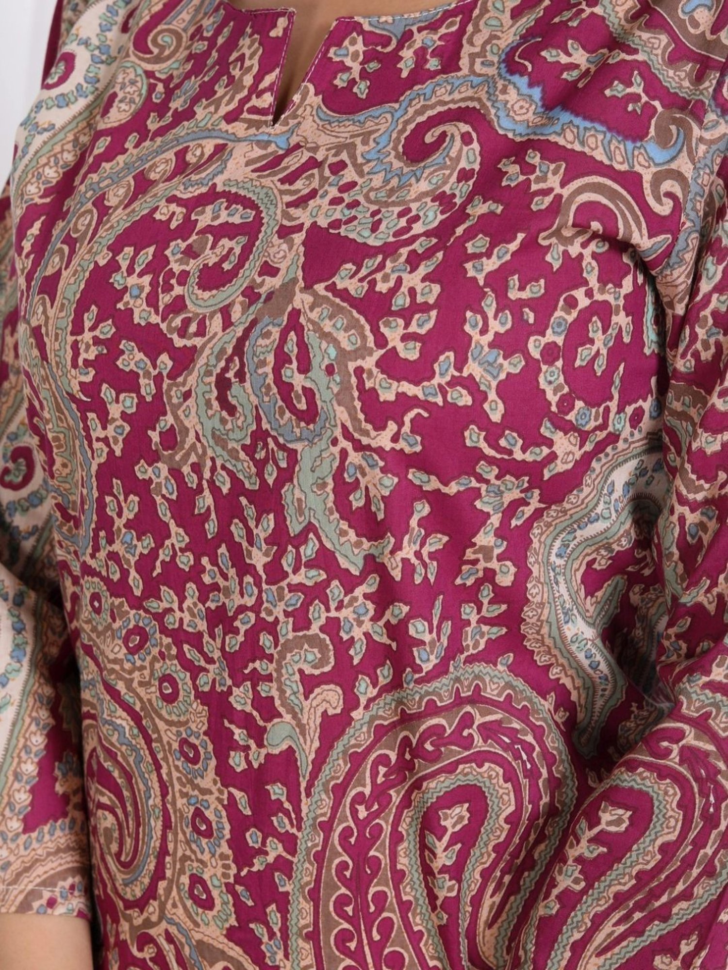 Kaftanize Crimson Paisley Printed Short Tunic with Pant