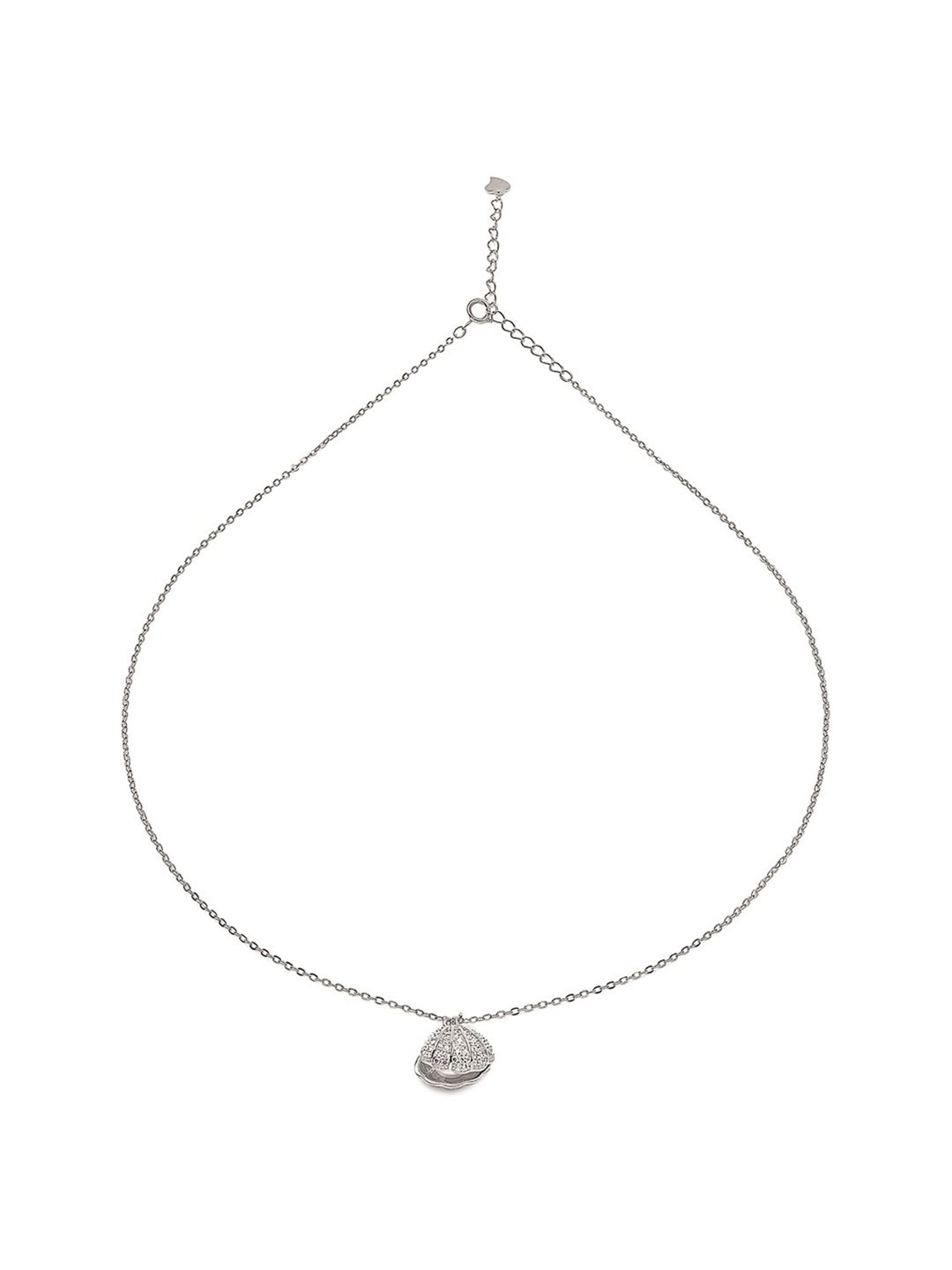 Silberry 92.5 Sterling Silver Open Shell Pendant with Chain