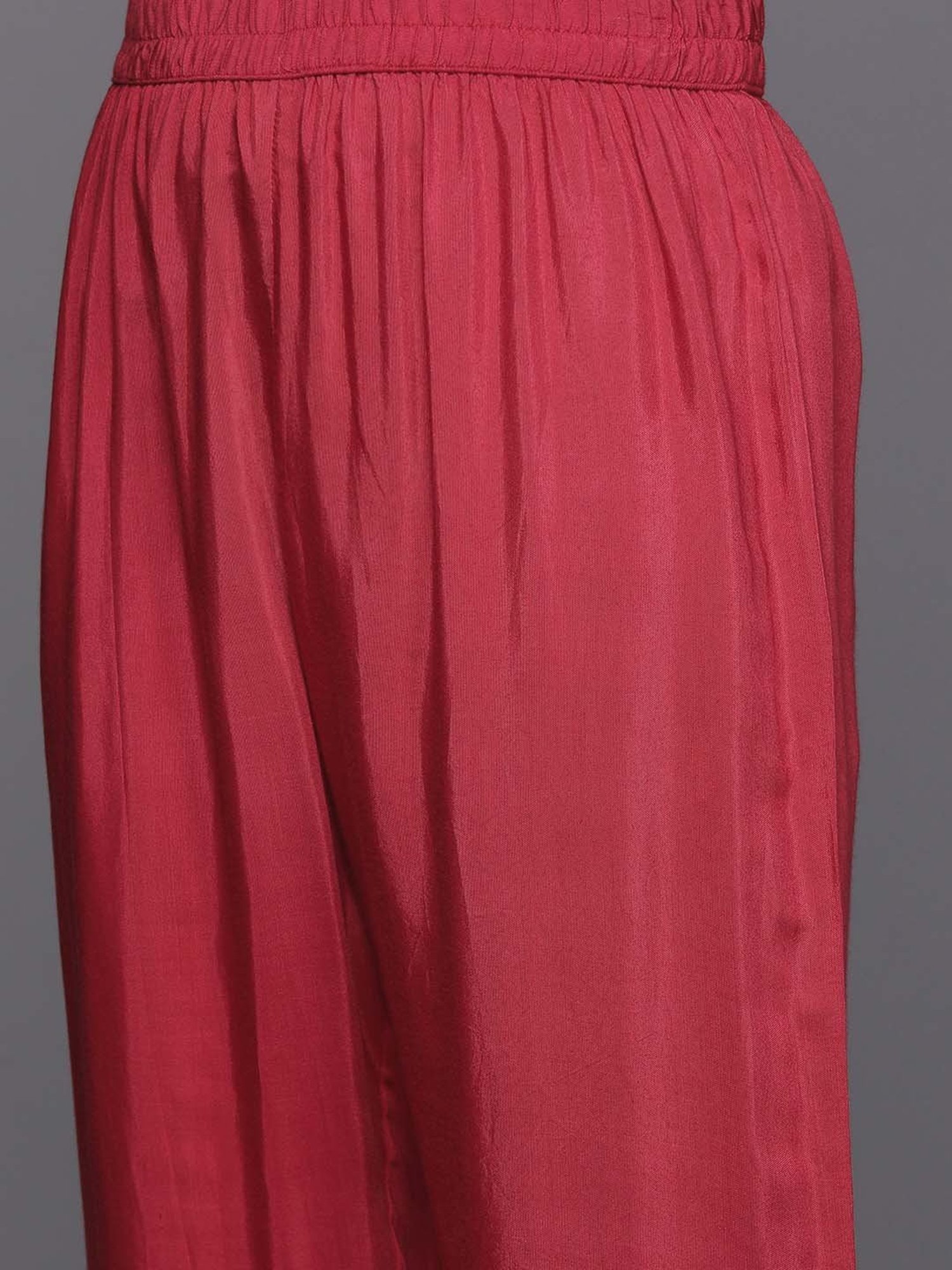 Varanga Maroon Woven Pattern Kurta Pant Set With Dupatta