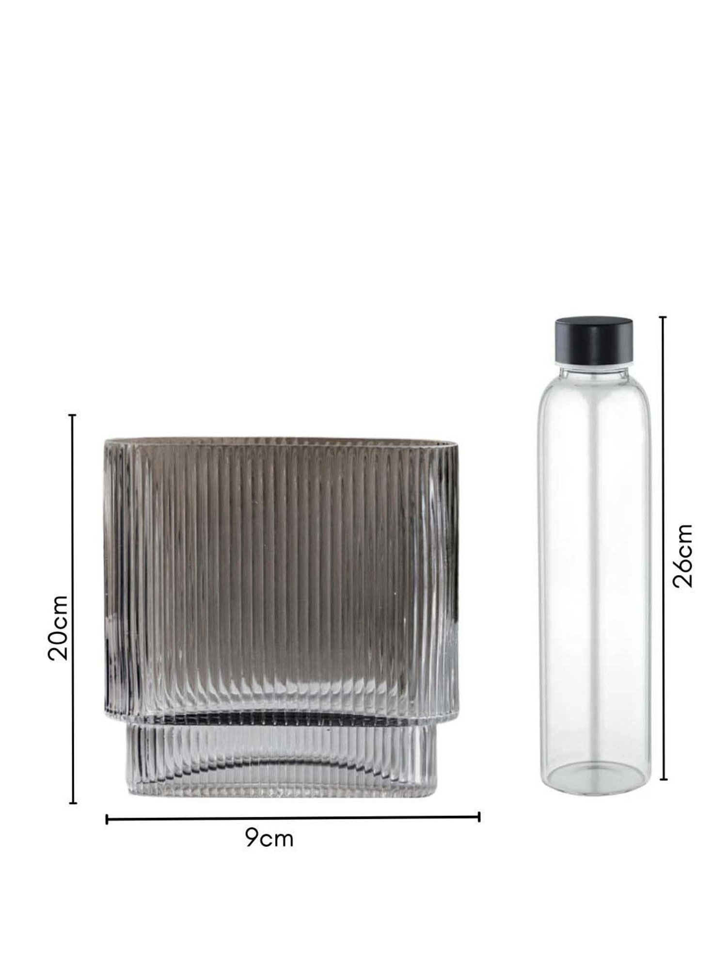 Nestasia Unique And Contemporary Sturdy Fluted Rectangular Ripple Textured Modern Glass Vase 8"