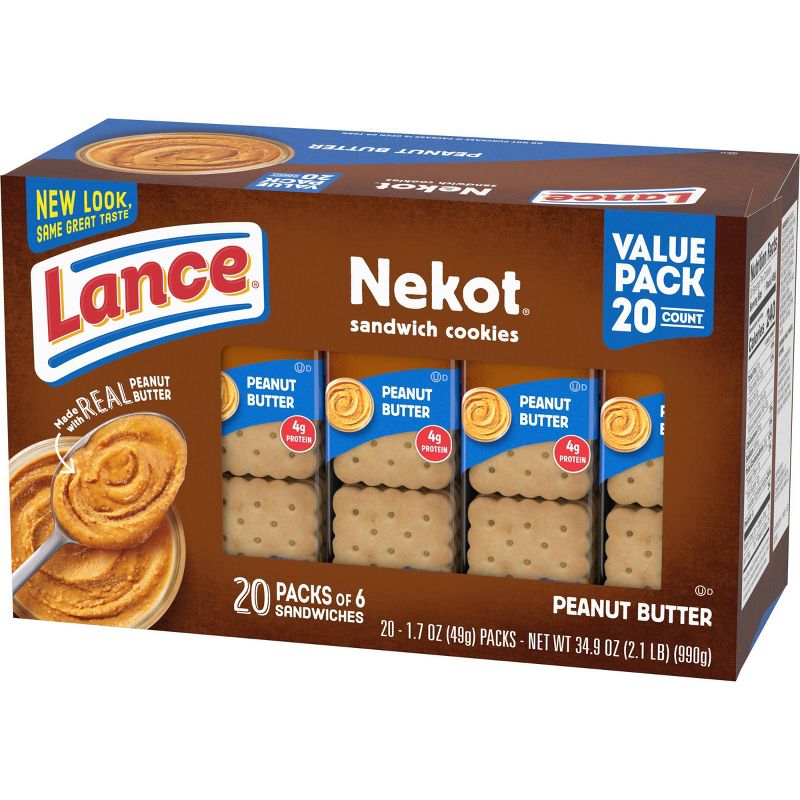 Lance Nekot Real Peanut Butter Cookie Sandwiches - 35oz - 20ct