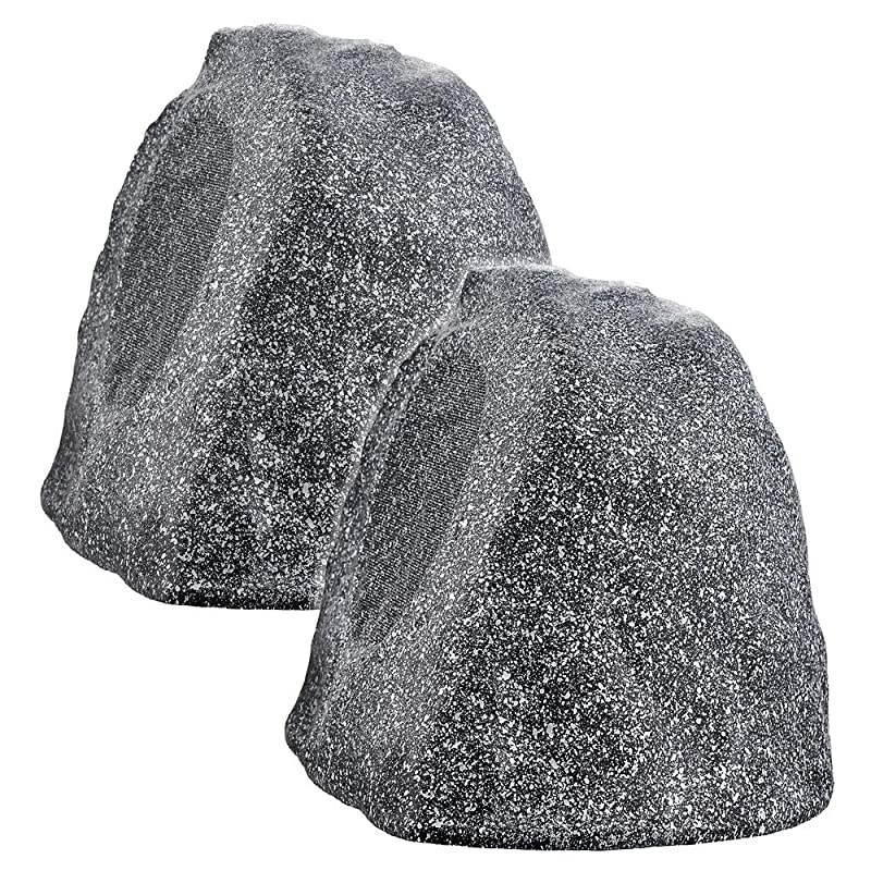 8 quot 100W Bluetooth Outdoor Rock Speaker Water Resistant Pair Granite Grey BTR805