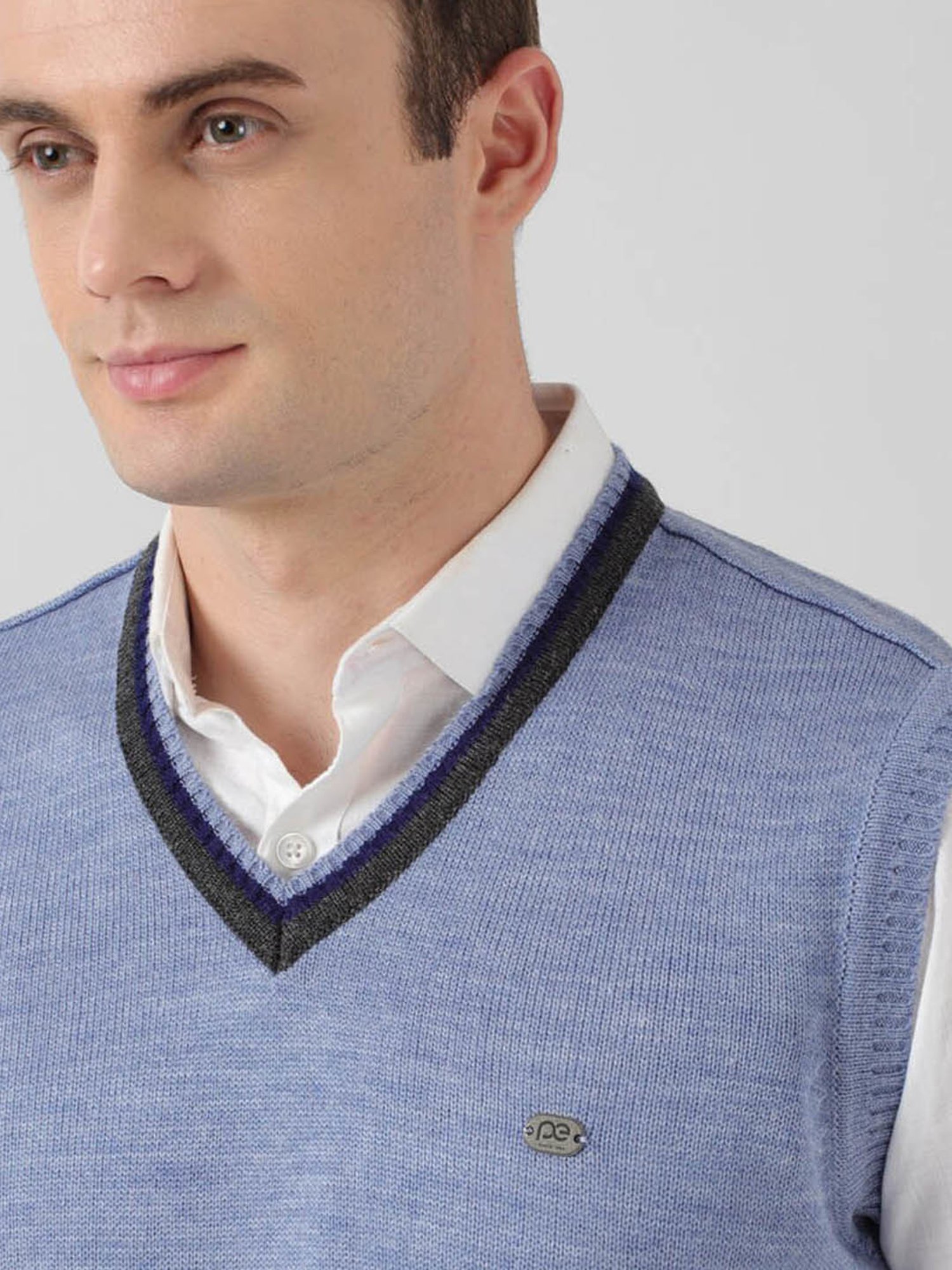 Peter England Blue Regular Fit Sweater
