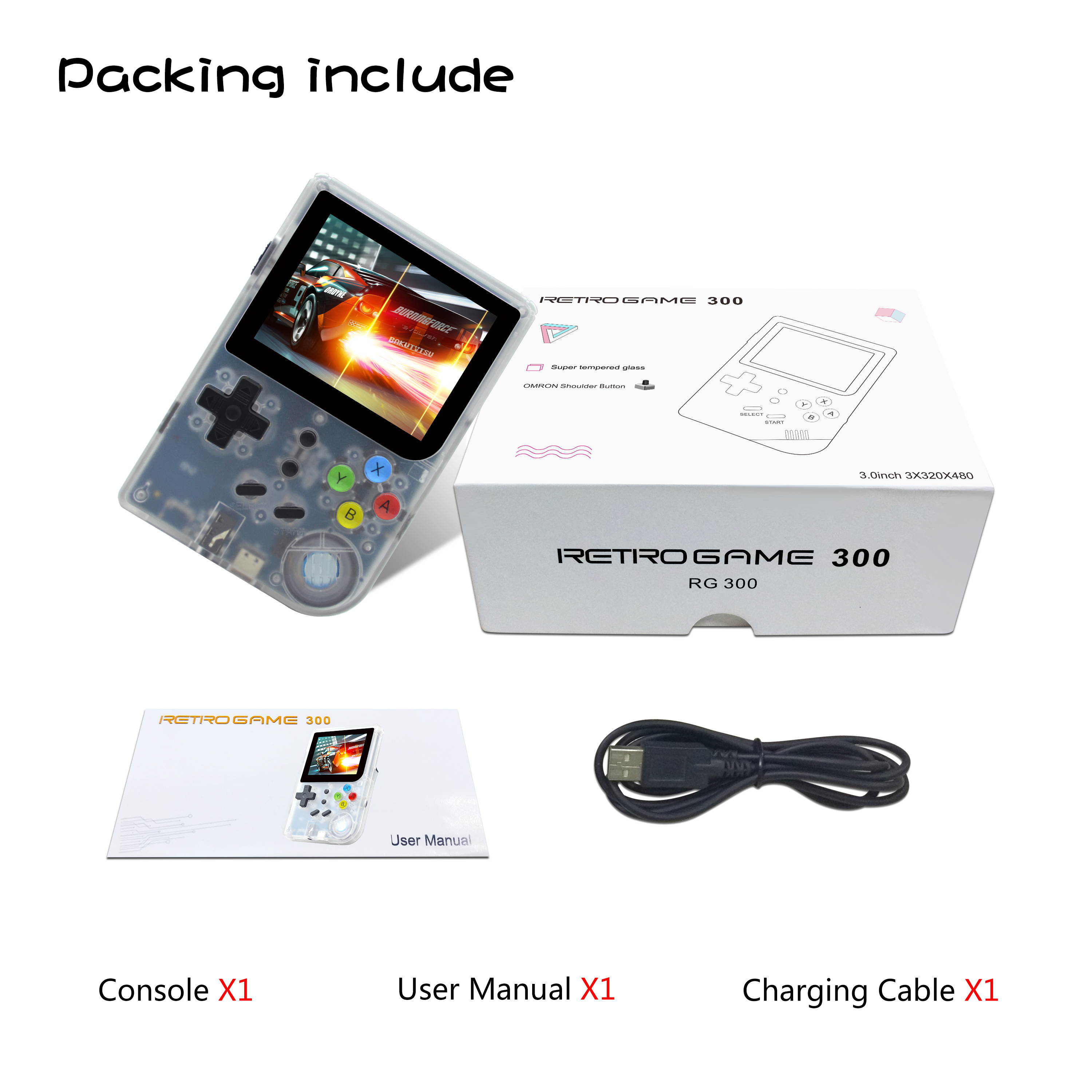 Open source handheld RG300 new Tony system GBA arcade nostalgic handheld game console 64G memory