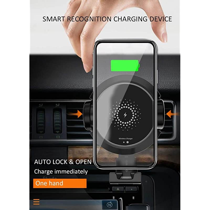 Phone Mount Wireless Charger 10W Qi Charger Automatic Clamping Dashboard Windshield or Vent Mount Compatible for iPhone XRXXSXs Max1111Pro11ProMax88+ Samsung S10S10+S9