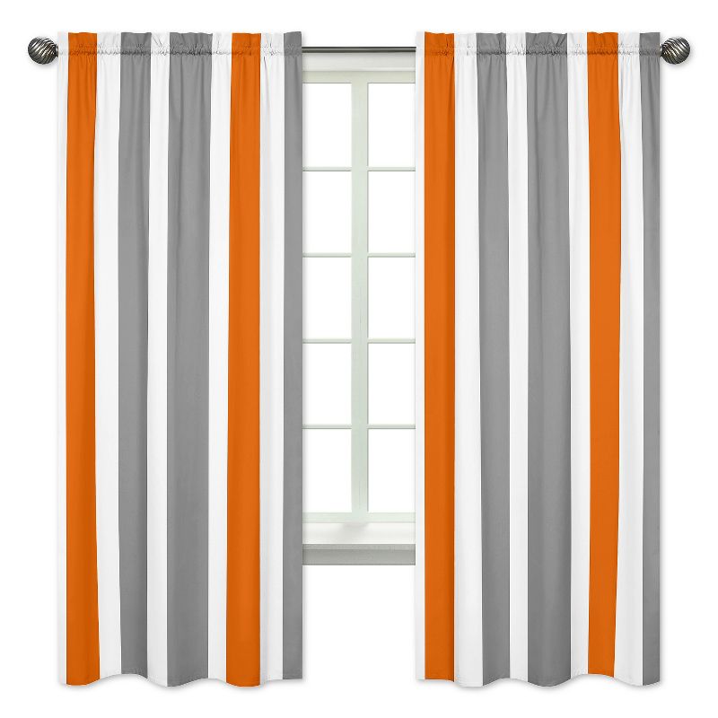 Gray & Orange Striped Curtain Panels - Sweet Jojo Designs