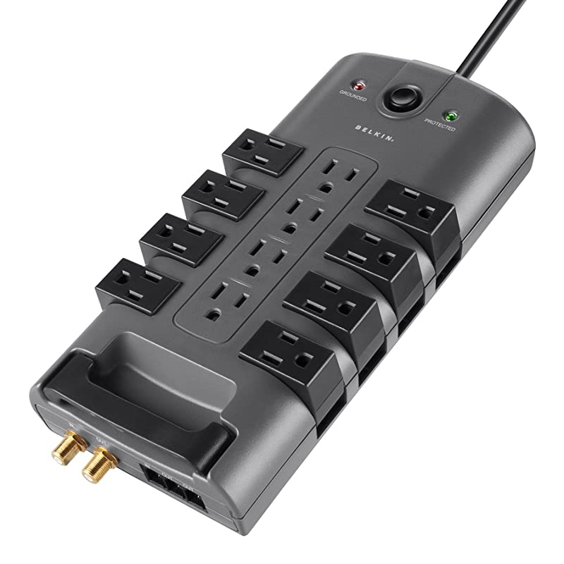 BP11223008 12Outlet PivotPlug Power Strip Surge Protector w 8ft Cord Ideal for Computers Home Theatre Appliances Office Equipment and More 4320 Joules