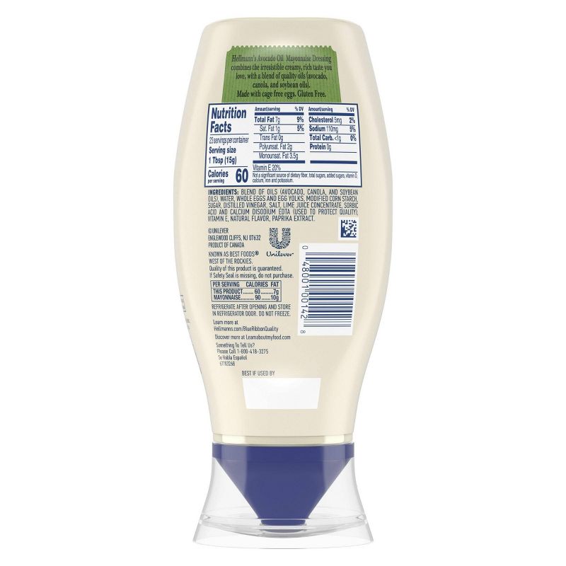 Hellmann's Squeeze Bottle Avocado + Lime Mayonnaise Dressing - 11.5oz