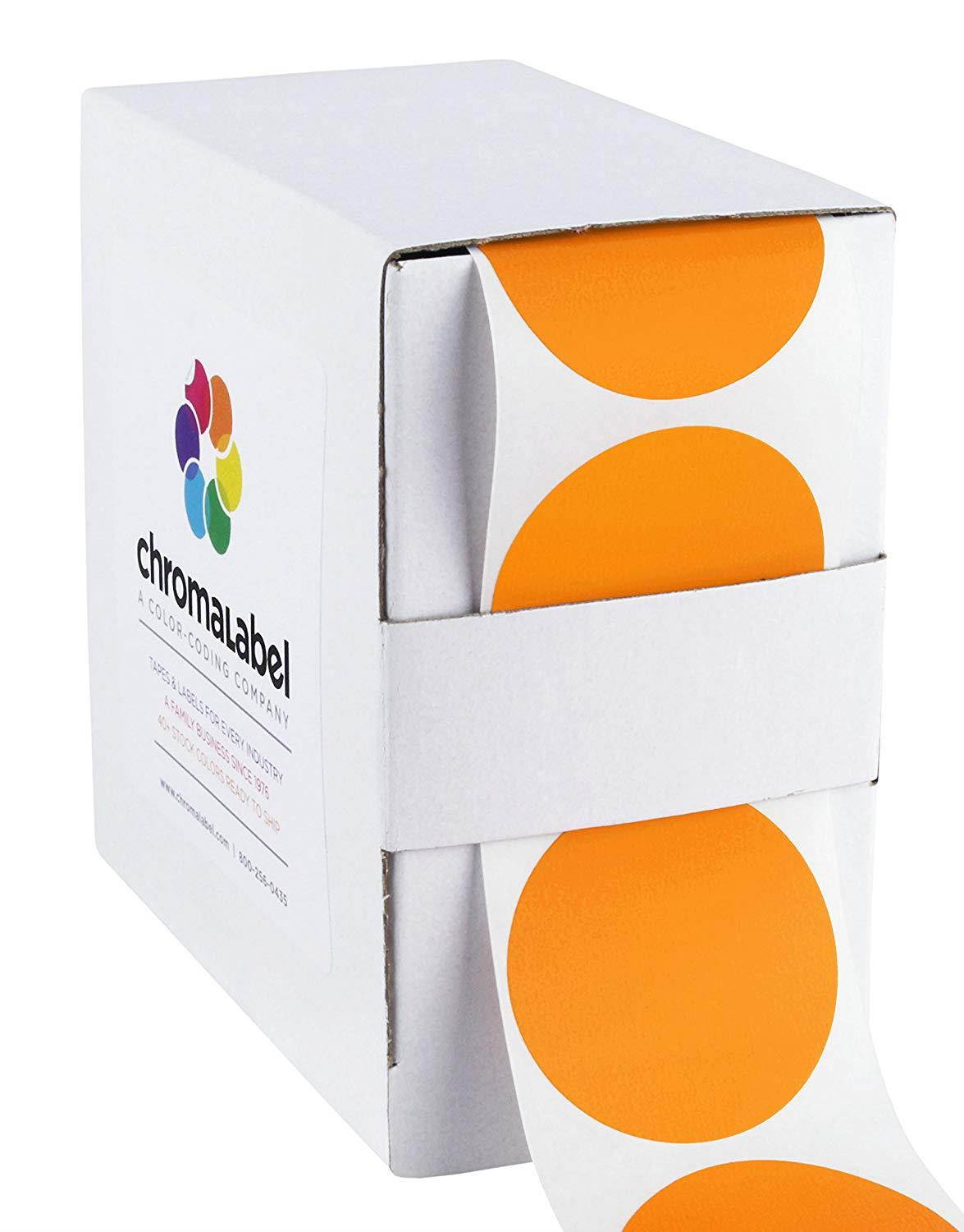 ChromaLabel 1-1/2 inch Color-Code Dot Labels | 500/Dispenser Box (Orange)