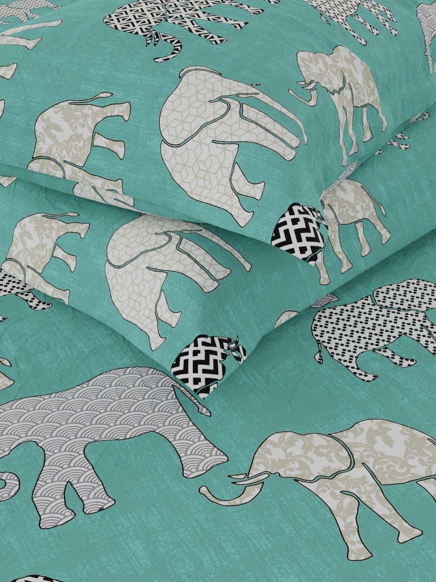 BIANCA Lopez Sea Blue Cotton 120 TC Kopa Extra Smooth Double Size Bed Sheet With Pillow covers