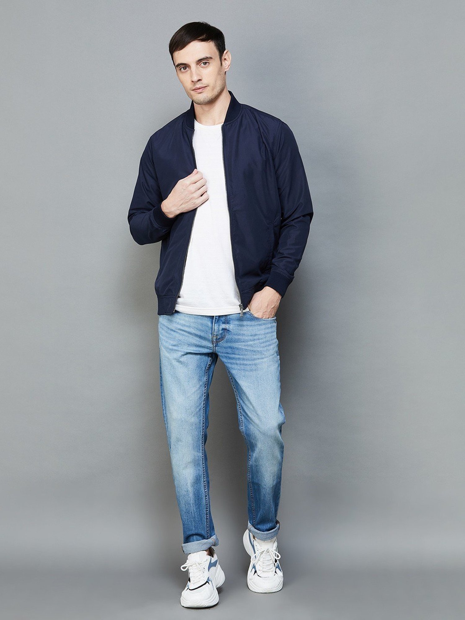 BOSSINI Navy Regular Fit Bomber Jacket