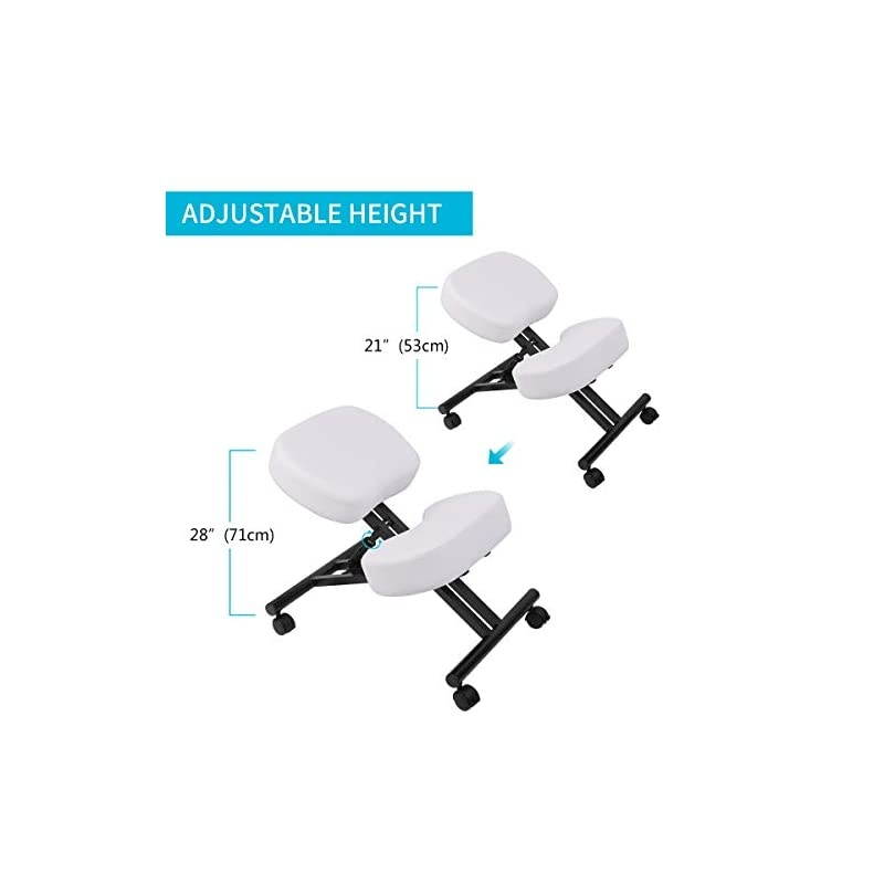 by VIVO Ergonomic Kneeling Chair, Adjustable Stool for Home and Office - Improve Your Posture with an Angled Seat - Thick Comfortable Cushions, White, DN-CH-K01W