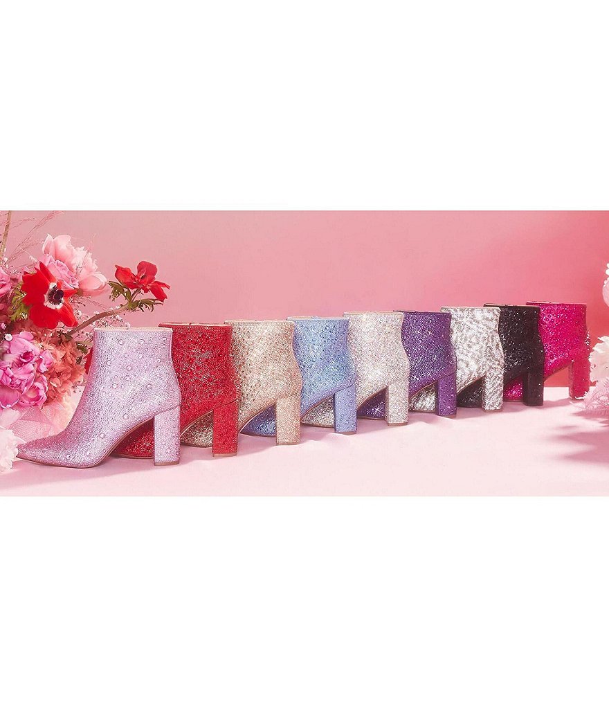 Blue by Betsey Johnson Cady Zebra Rhinestone Embellished Block Heel Booties