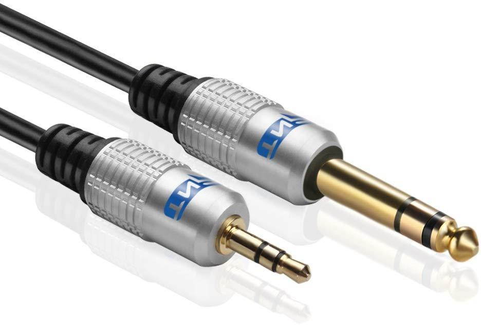 TNP Premium 6.35mm 1/4" to 3.5mm 1/8" Cable Adapter (3FT) - Male to Male TRS Stereo Audio Jack Plug Wire Cord Bi-Directional with Gold Plated Connector for iPod, Laptop, Home Theater, Amplifiers