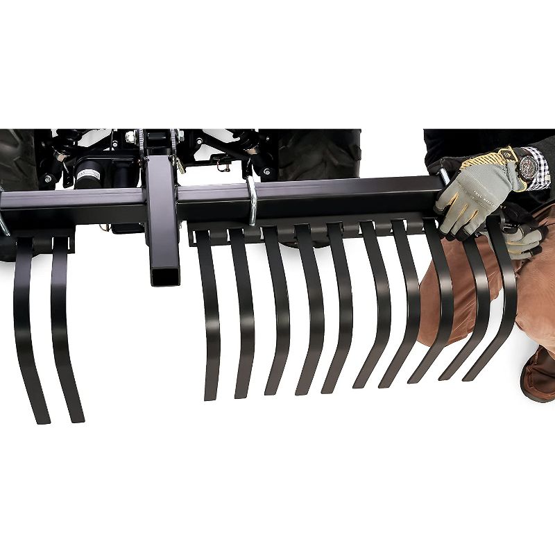 Camco Black Boar ATV/UTV Custom Outside Vehicle Heavy-Duty Adjustable Landscape Rake Accessory Attachment Tool