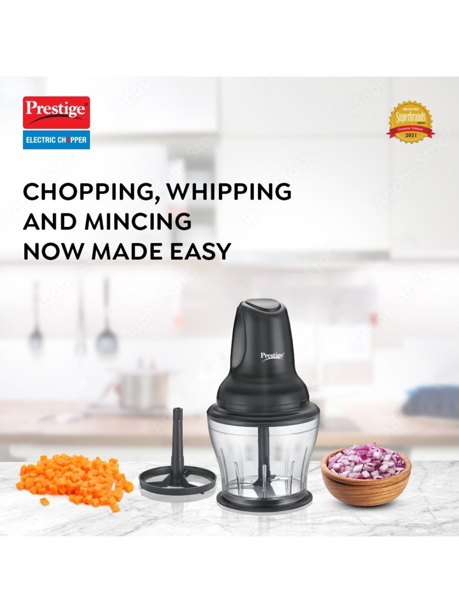 Prestige Black Stainless Steel Electric Vegetable & Fruit Chopper