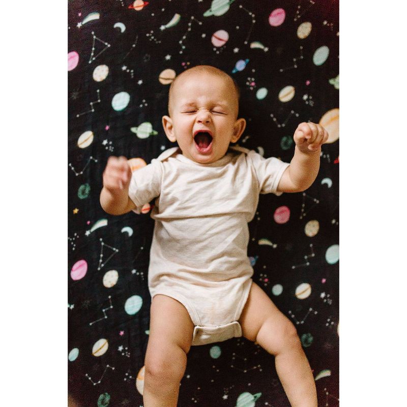 Loulou Lollipop Muslin Fitted Crib Sheet - Planets