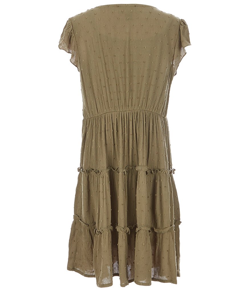 I.N. Girl Big Girls 7-16 Flutter-Sleeve Clip-Dot Tiered Fit-And-Flare Dress