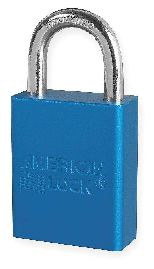 Anodized Aluminum Padlock, Blue, Key Alk