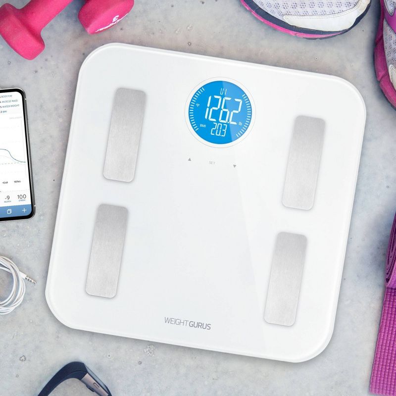 Wifi Plastic/Glass Personal Scale White - Weight Gurus
