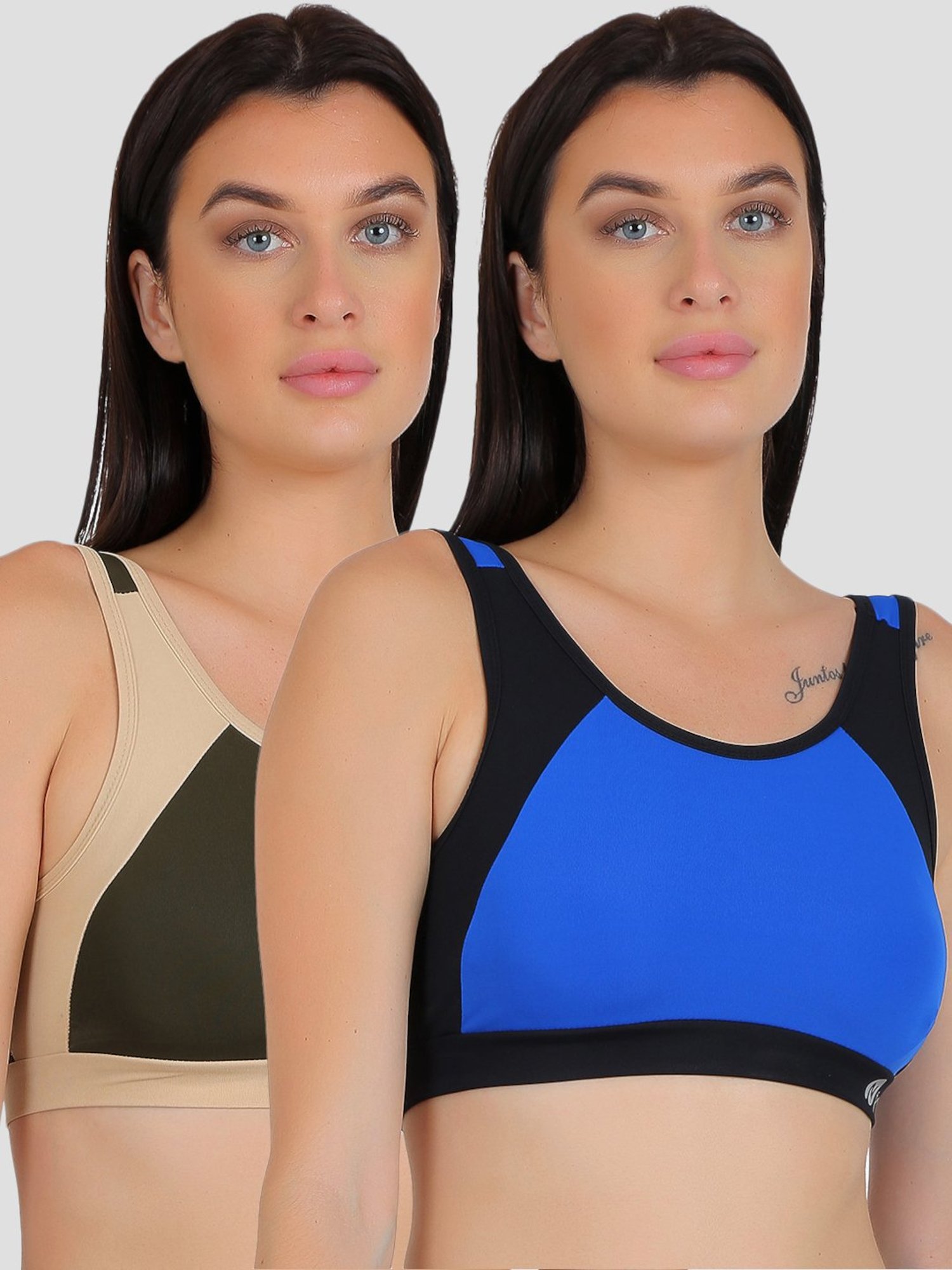 N-Gal Green & Royal Blue Sports Bra - Pack of 2