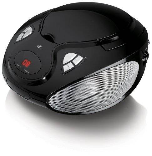 gpx bc111b portable toploading cd boombox with am/fm radio and 3.5mm line input