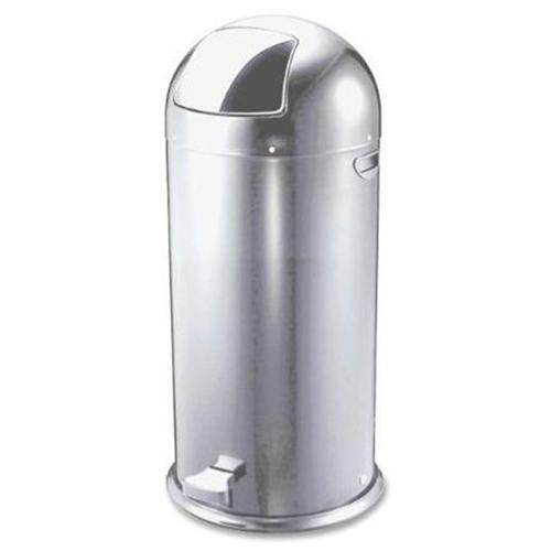 Genuine Joe Round-Top Pedal Receptacle Bin - Steel - Stainless Steel