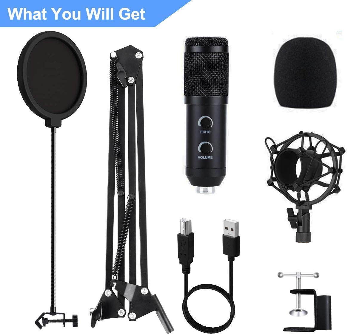 2020 Upgraded USB Condenser Microphone for Computer, Great for Gaming, Podcast, LiveStreaming, YouTube Recording, Karaoke on PC
