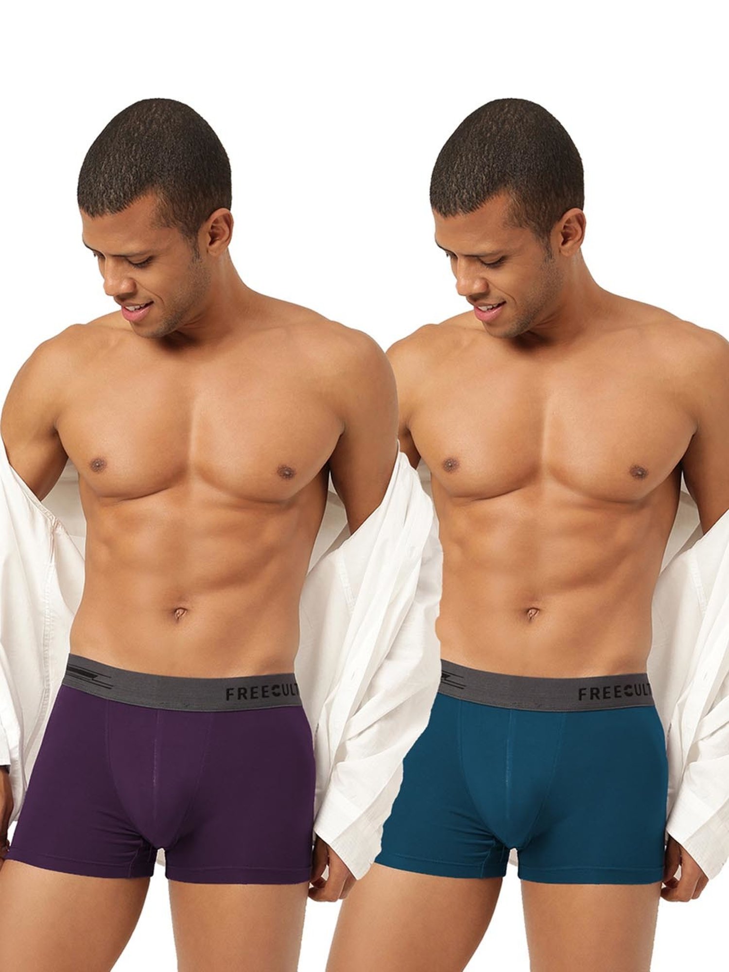 Freecultr Trippy Violet & Midnight Blue Comfort Fit Trunks - Pack of 2