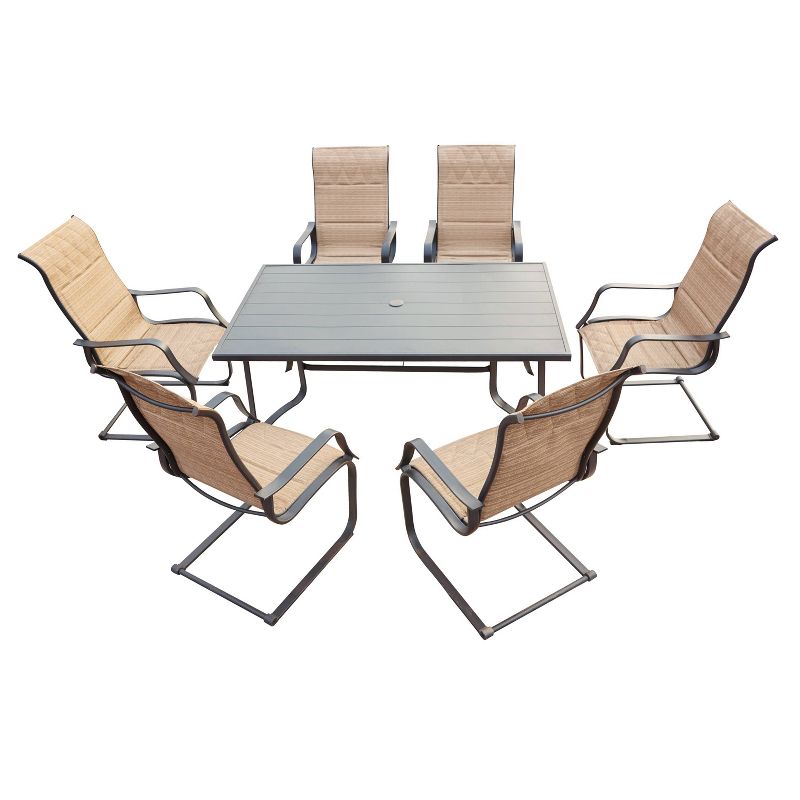 7pc Steel Patio Dining Sets Cream - Lokatse