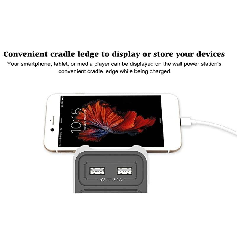 2Outlet Wall Mount Cradle with Dual 21 AMP USB Charging Ports SMD407