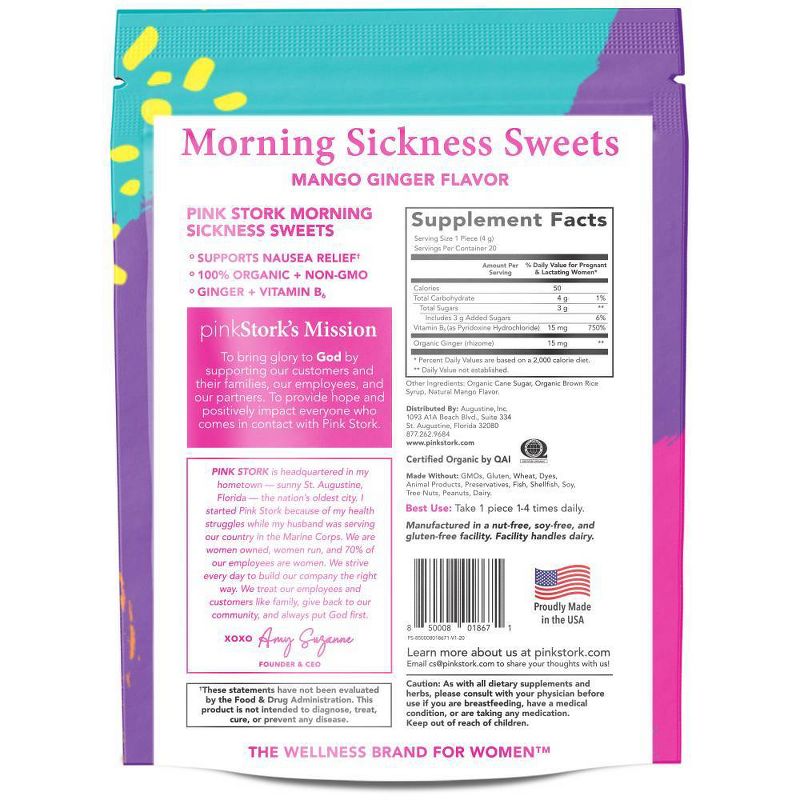 Pink Stork Mango Ginger Morning Sickness Hard Lozenges with Vitamin B6 - 20ct