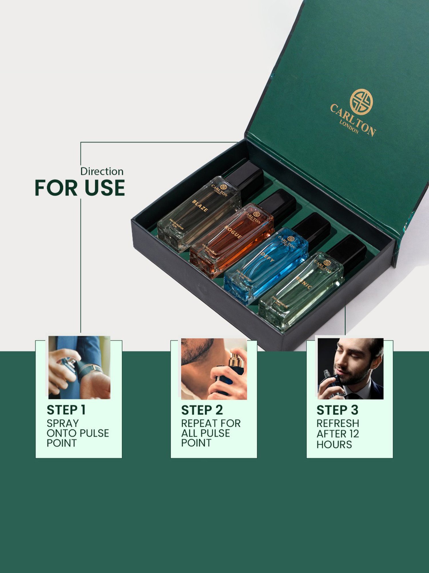 Carlton London Iconic Gift Set Eau de Parfum for Men - Set of 4