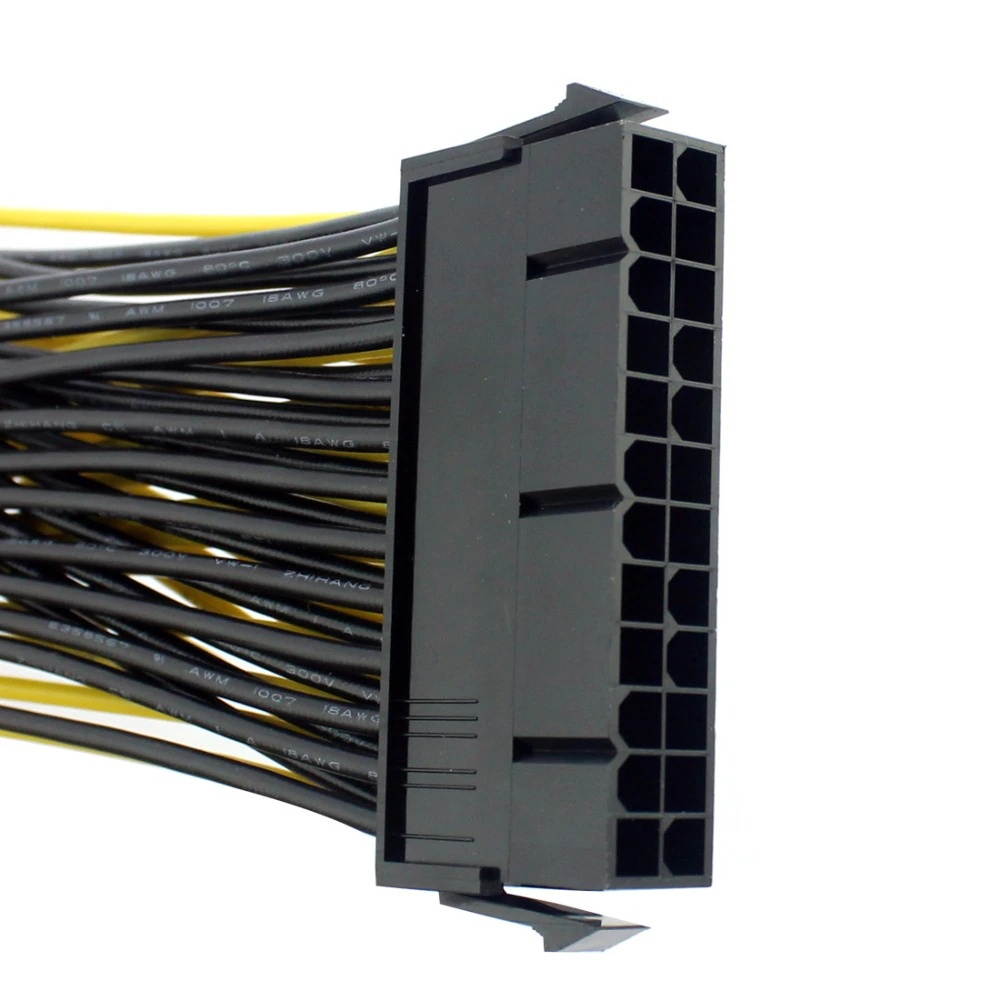 20+4Pin Dual PSU Power Supply Cable 24Pin ATX Motherboard Adapter Connector Extension Cables 18AWG Line for Mining Miner 20cm