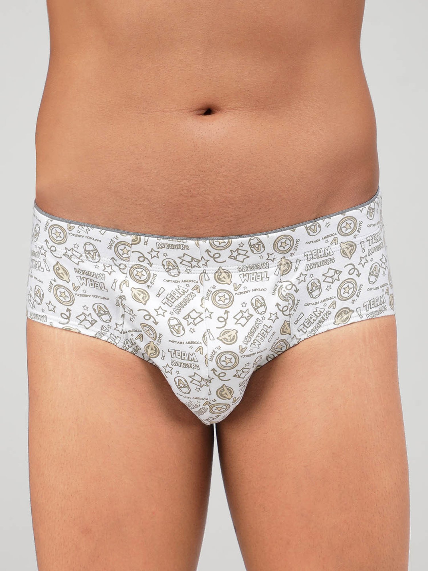 Zoiro White & Steel Grey Regular Fit Printed Briefs - Pack Of 2