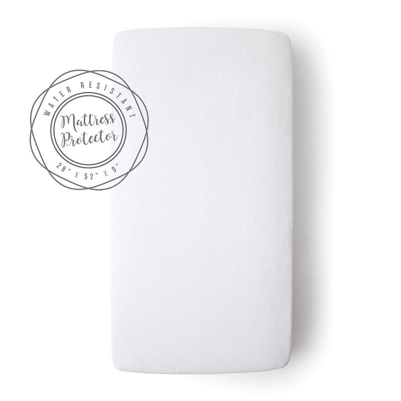 JumpOff Jo Crib Mattress Protector - Terry Cotton and Waterproof Mattress Cover for Standard Sized Cribs - 28 x 52 Inches - White
