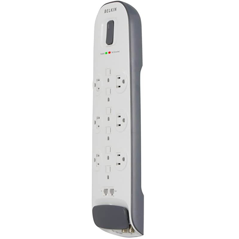 BV112234-08 12-Outlet Advanced Power Strip Surge Protector with 8-Foot Power Cord and Ethernet/Cable/Satellite/Telephone, 4000 Joules & 12-Outlet Power Strip Surge Protector w/ 8ft Cord
