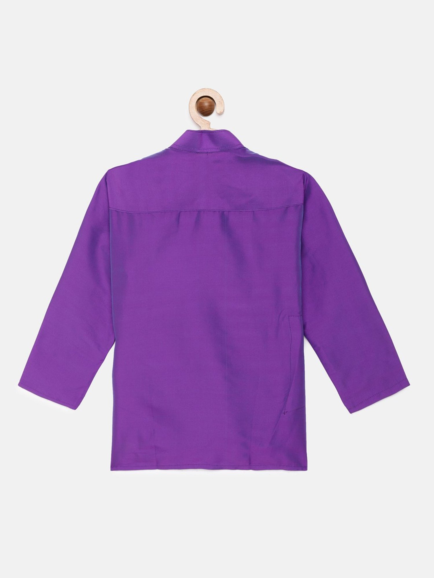 THANGAMAGAN Kids Dark Lavender Solid Full Sleeves Kurta