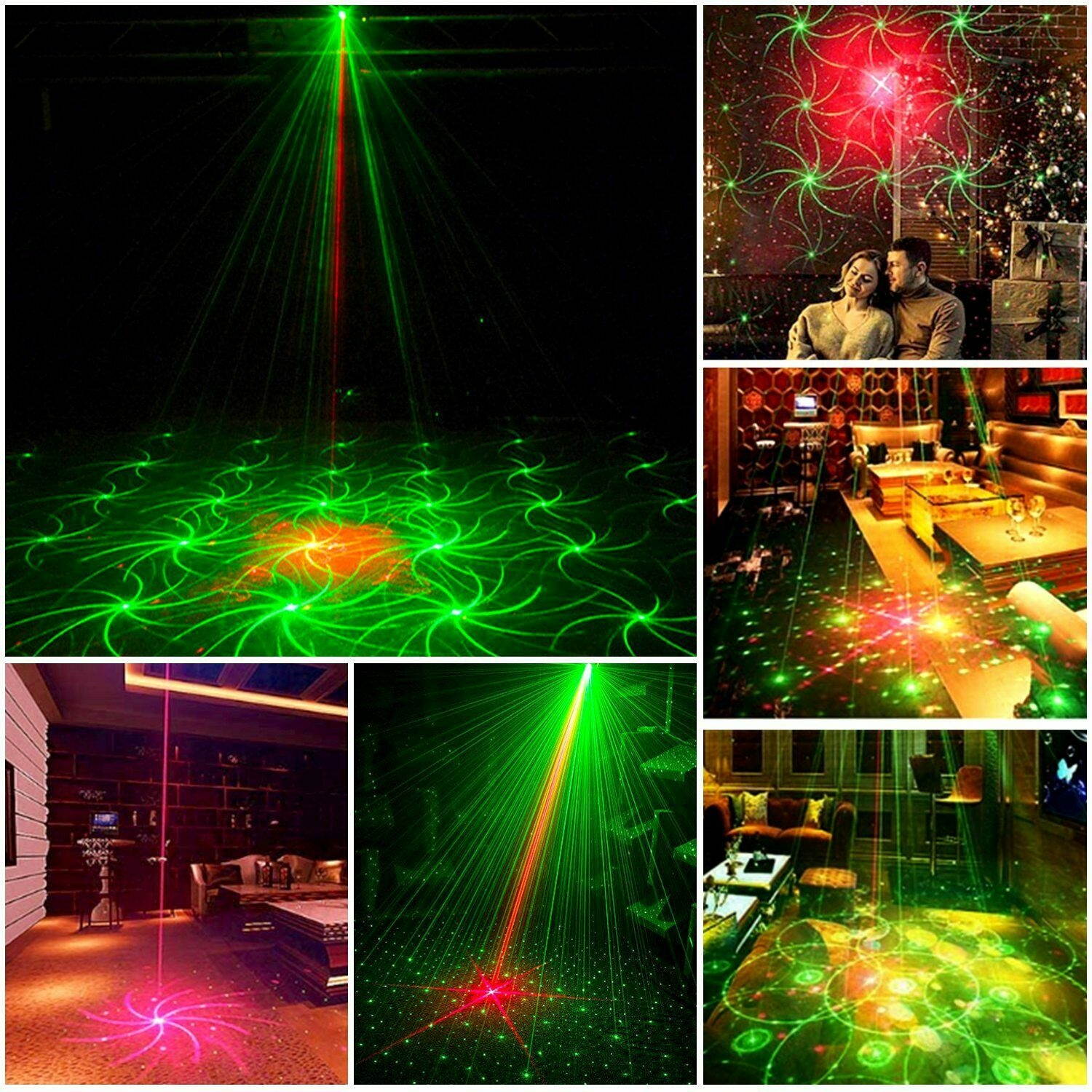 LED Laser Projector Light 12Patterns Auto Xmas Party Stage Light Sound Activated