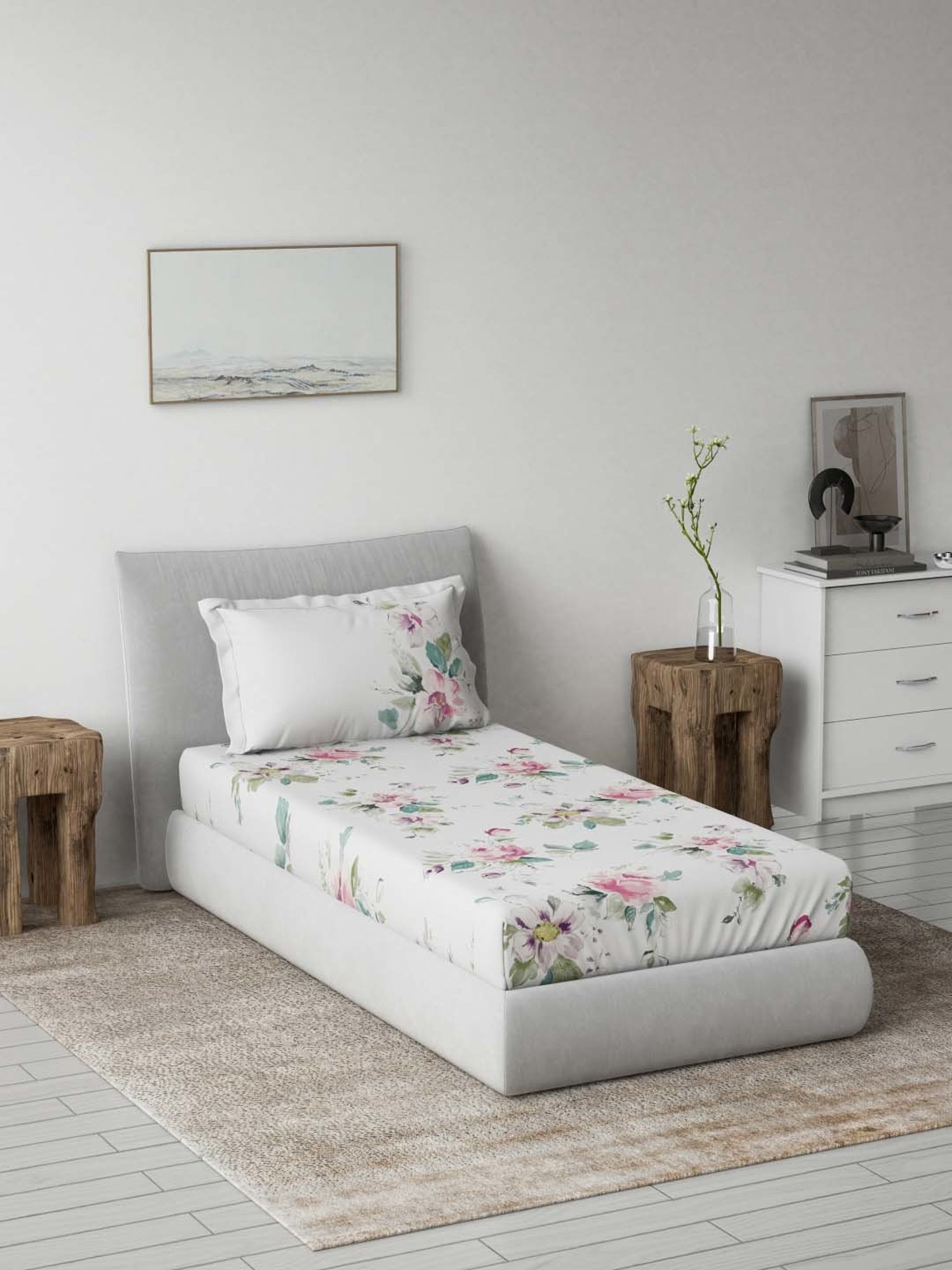 Ddecor Live beautiful Radiance Pink 144 TC Cotton Single Bedsheet with 1 Pillow Cover